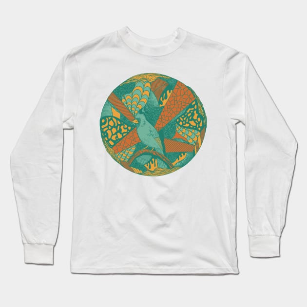 Mountain Green Circle of The Northern Cardinal Long Sleeve T-Shirt by kenallouis